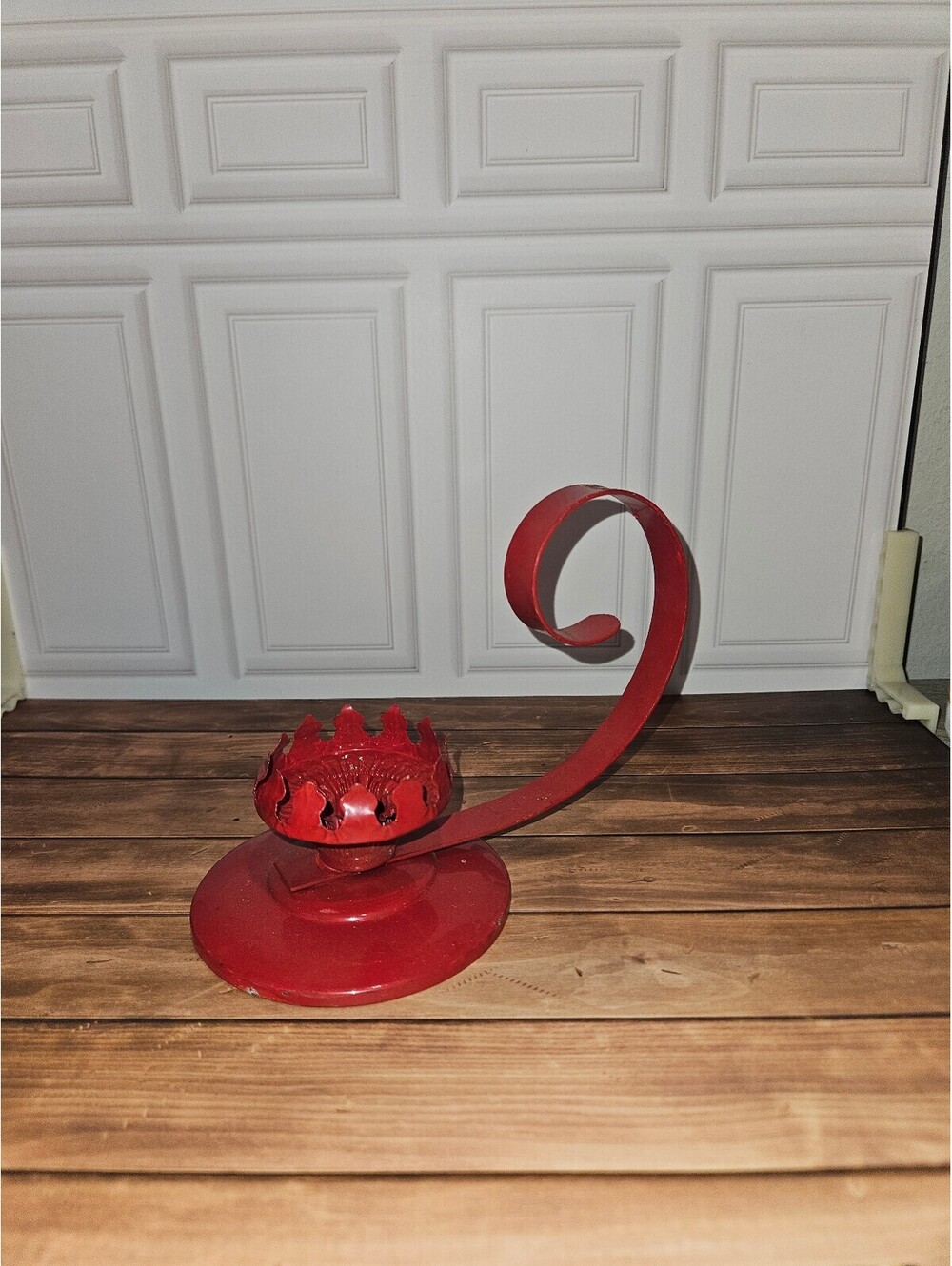 Vintage Red Metal Candelabra Candle Holder